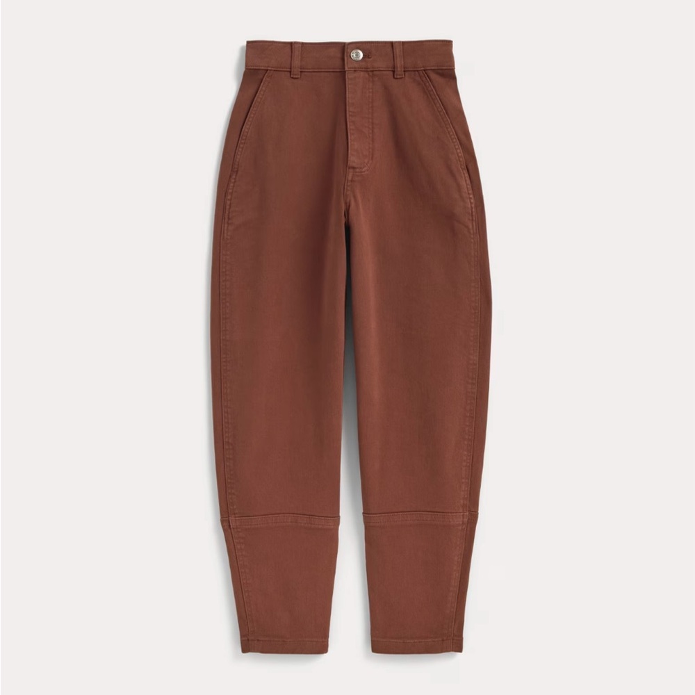 Brown High-Waisted Barrel Pants